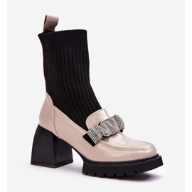 Cizme De Dama Cu Ciorapa Toc Inalt Bej S.Barski MR870-41 1