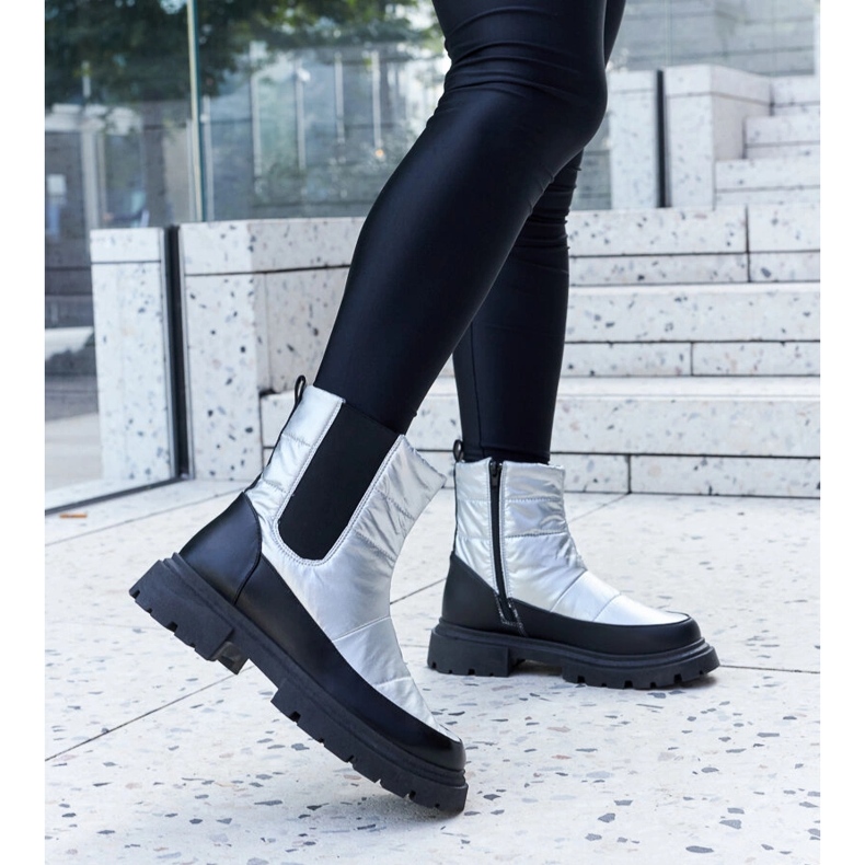 Cizme de zapada izolate metalic Galvani argint 1