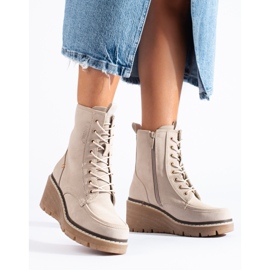 Goodin Cizme bej Shelovet cu șireturi 1 Goodin Cizme bej Shelovet cu șireturi 1
