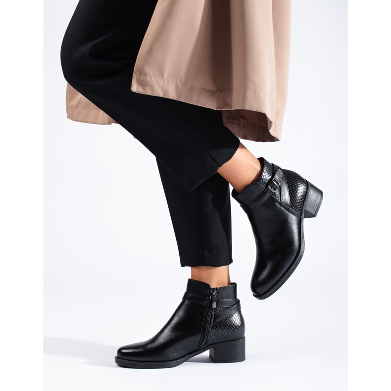 W. Potocki Botine de dama negre Potocki cu toc inalt negru 2