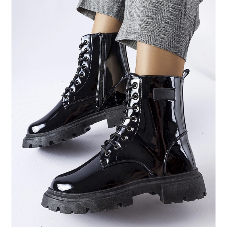 Inna Cizme Mestervi negre, izolate, patentate negru 1