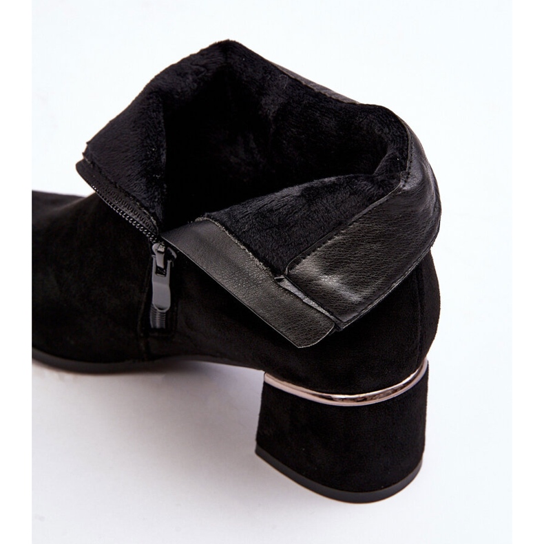 PE1 Cizme de damă din piele intoarsa cu toc inalt Negru Mebassa 2