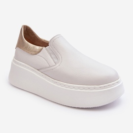 Pantofi sport de damă din piele pe platformă, alb Lemar Manish 1
