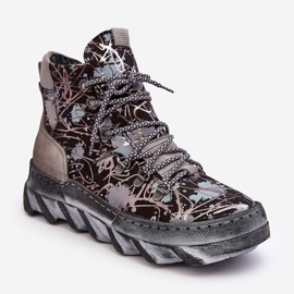 Botine de damă calde din piele Maciejka 06146-03 Gri negru 1