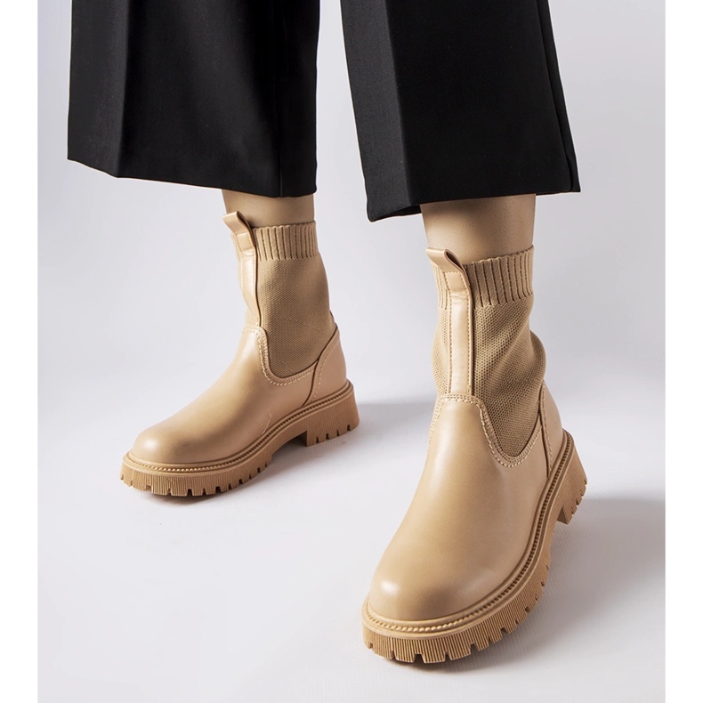 Cizme bej din piele intoarsa ecologica Big Star MM274542 1