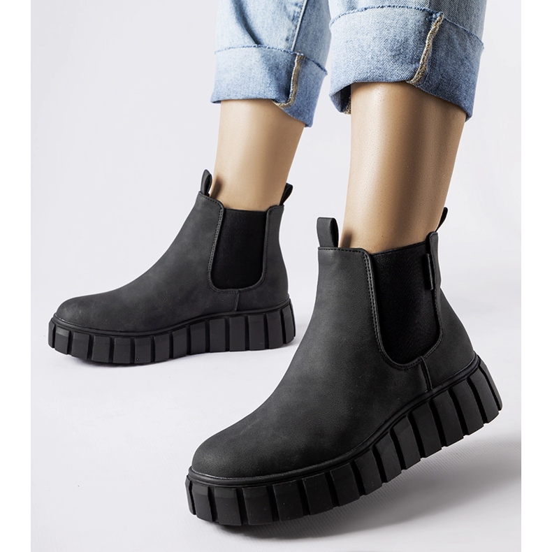 Botine negre Big Star MM274324 slip-on negru 1