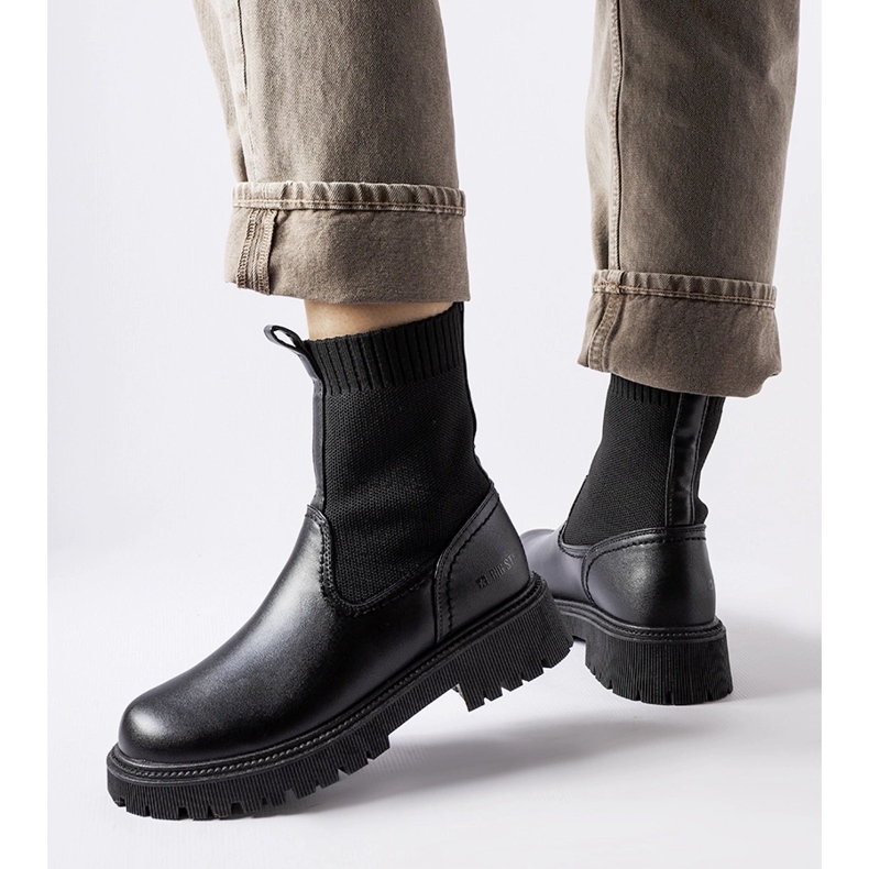 Botine negre Big Star MM274543 slip-on negru 1