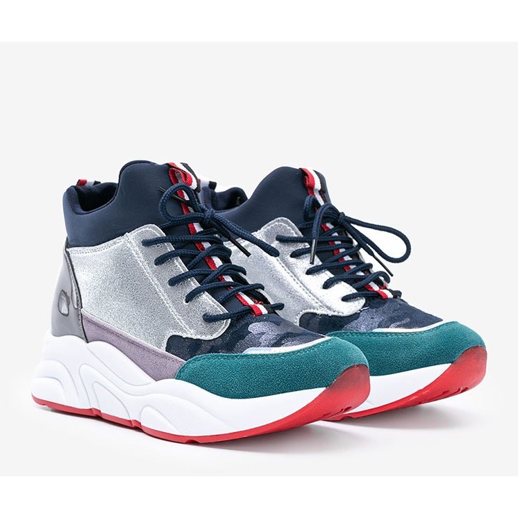 Adidași bleumarin pe talpă groasă Cassadi albastru marin multicolor 1