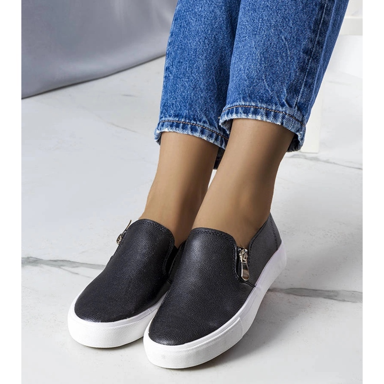 Tenisi negri din piele ecologică de la Denain negru 1 Tenisi negri din piele ecologică de la Denain negru 1