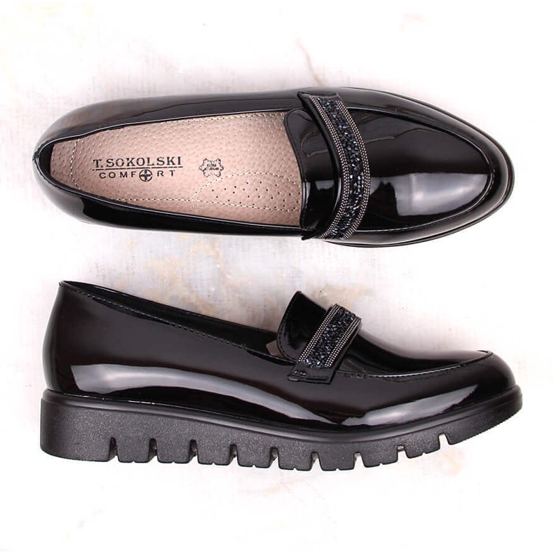 Pantofi comozi, mocasini lacuiti, negri, T.Sokolski J23-327 negru 1 Pantofi comozi, mocasini lacuiti, negri, T.Sokolski J23-327 negru 1