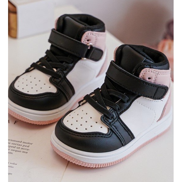 Pantofi sport inalti pentru copii Teredit alb si roz 2