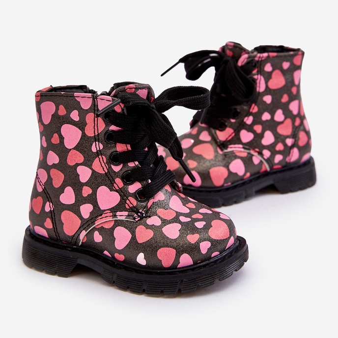 Botine izolate pentru copii cu fermoar, Dolida Neagra si Roz negru 1