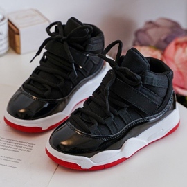 Pantofi sport cu șireturi pentru copii Darina neagră și roșie negru 1