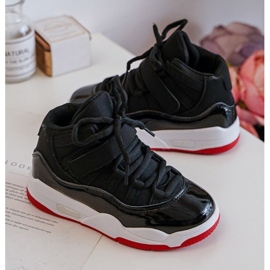 Pantofi sport cu șireturi pentru copii Darina neagră și roșie negru 2