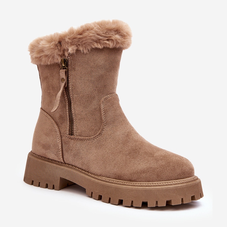 PE1 Botine De Damă De Căprioară Cu Blană, Bej Hasiva 1 PE1 Botine De Damă De Căprioară Cu Blană, Bej Hasiva 1