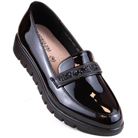 Pantofi comozi, mocasini lacuiti, negri, T.Sokolski J23-327 negru 2