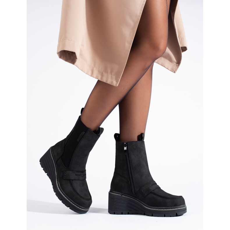 Goodin Botine Shelovet de piele intoarsa neagra negru 1