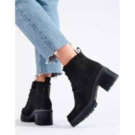 Botine de dama negre Shelovet cu toc lat negru 1