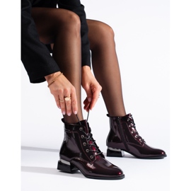Botine cu siret Vinceza burgundy roșu 1