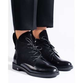 W. Potocki Botine negre Potocki cu toc plat negru 1