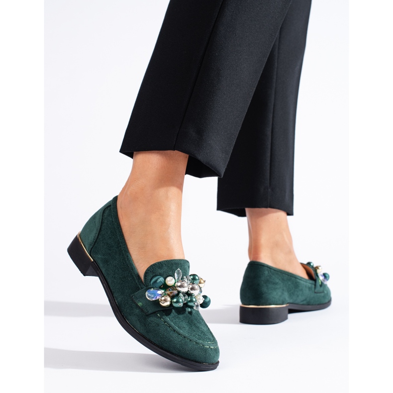 Domni de femei verzi cu cristale Shelovet verde 1