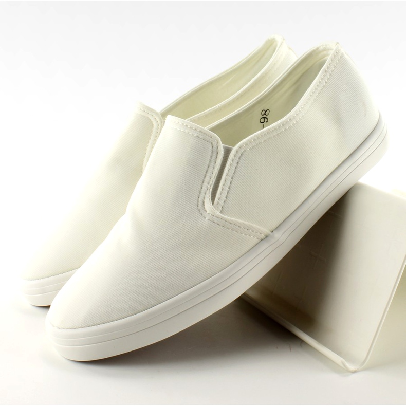 Adidași slip-on din material 1-98 Alb 1