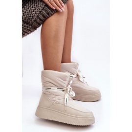 PS1 Cizme De Zapada Dama Cu Sireturi Decorative, Siracna Bej Deschis 1