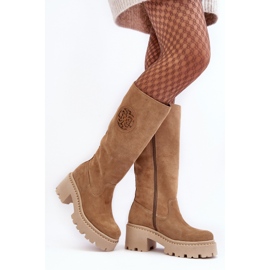 Lewski Shoes Cizme peste genunchi din piele intoarsa de dama bej Lewski 3367 1 Lewski Shoes Cizme peste genunchi din piele intoarsa de dama bej Lewski 3367 1