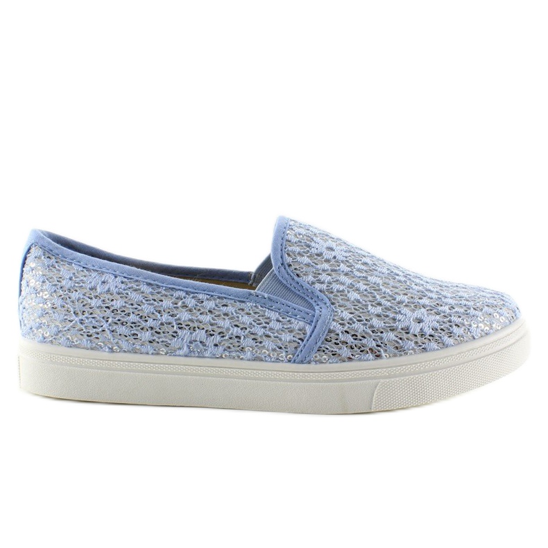 Slip-on din dantelă pasteluri XIN07P Albastru deschis 1