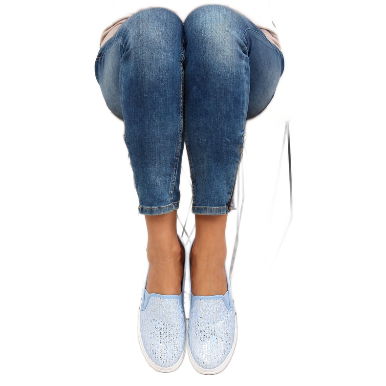 Slip-on din dantelă pasteluri XIN07P Albastru deschis 2