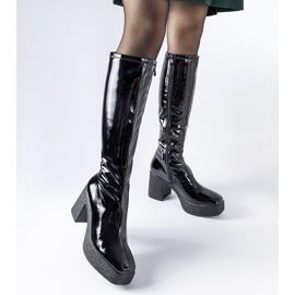 Inna Cizme cu toc inalt Fecteau lacuite negre negru 1 Inna Cizme cu toc inalt Fecteau lacuite negre negru 1