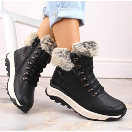 Botine de dama impermeabile din piele, izolate cu lana, neagra Rieker W0063-00 negru 1