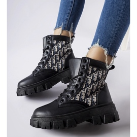 Botine negre cu inscripții decorative Madelene negru 1