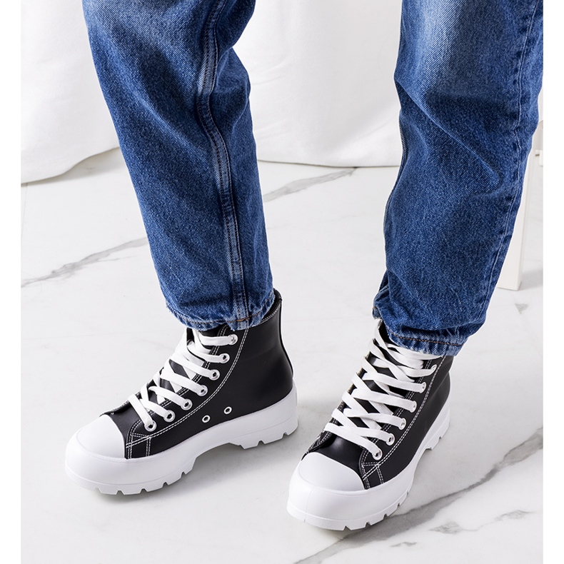 Tenisi negri pe platforma Curley negru 1