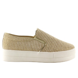 Material cu nervuri slip-on T225P Gold maro galben 1
