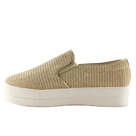 Material cu nervuri slip-on T225P Gold maro galben 2