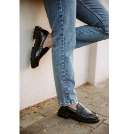 WASAK Pantofi slip-on dama din piele 0706, negri, cu talpa groasa negru 1