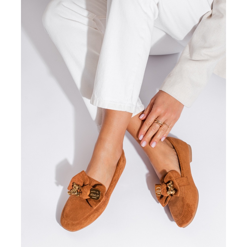 Mocasini de dama maro de piele intoarsa Shelovet 1