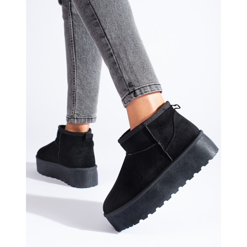 Cizme negre scurte de zapada pe platforma Shelovet negru 1