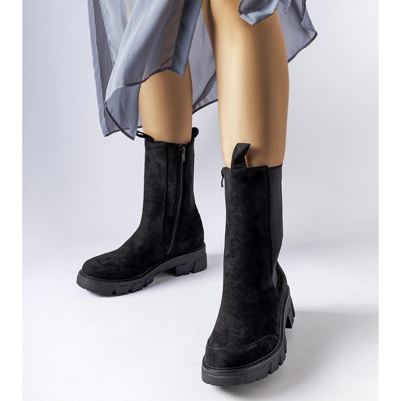 Botine înalte masive negre de la Morbello negru 1