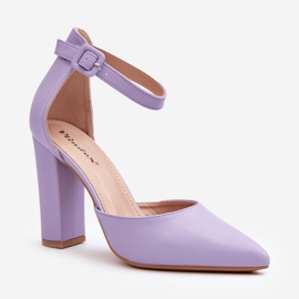Pompe din piele cu toc înalt, Salira violet 1