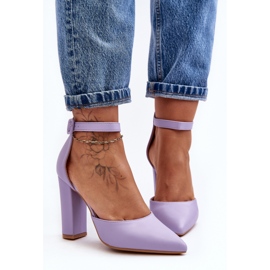 Pompe din piele cu toc înalt, Salira violet 2