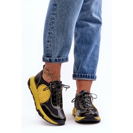 Pantofi sport din piele de damă Maciejka 06295-01 Negru-Galben 2
