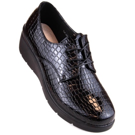 Pantofi oxford Croco pentru damă, patentați, cu pană T.Sokolski 328 negru 1 Pantofi oxford Croco pentru damă, patentați, cu pană T.Sokolski 328 negru 1