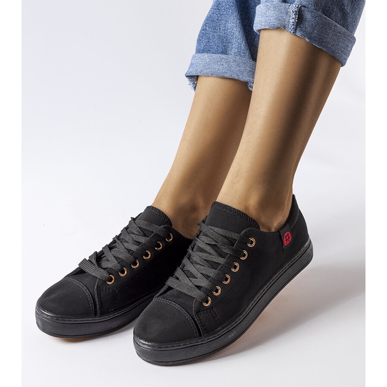 Tenisi negri din material textil de la Descoteaux negru 1 Tenisi negri din material textil de la Descoteaux negru 1