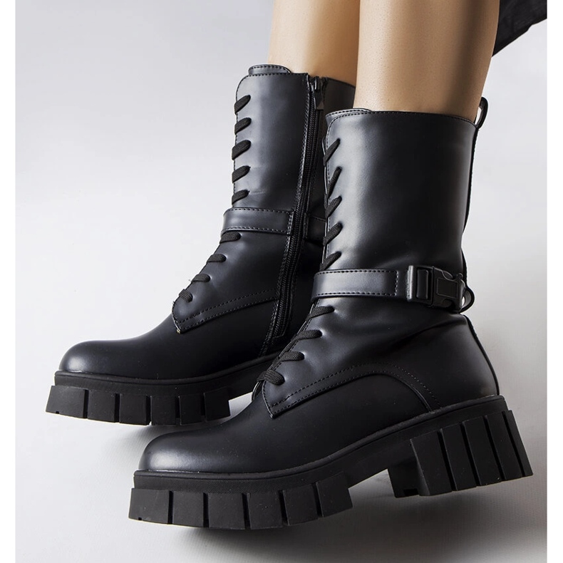 Cizme de lucru negre cu șireturi de la Rive negru 1