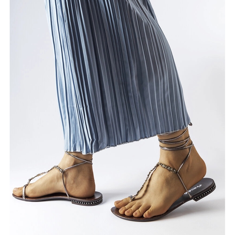 Sandale cu stras gri inchis de la Troghi 1