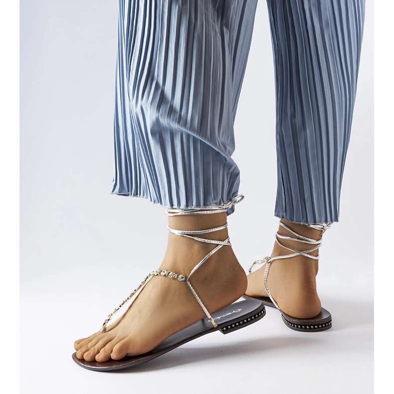 Sandale argintii cu zirconii cubi de la Troghi 1