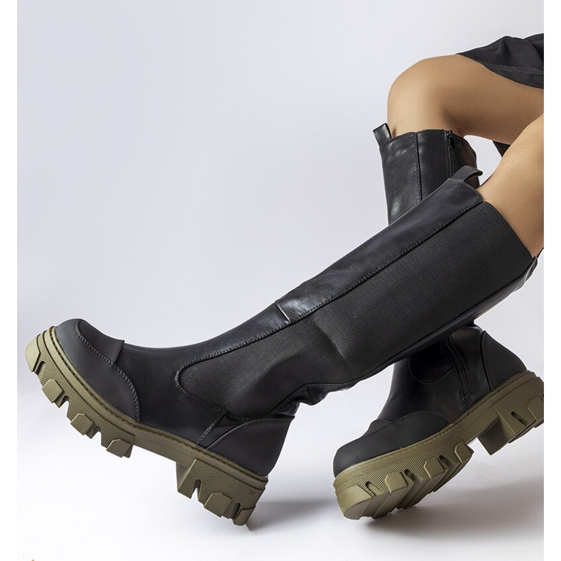 Cizme înalte negre și verzi de la Pasquale negru 1