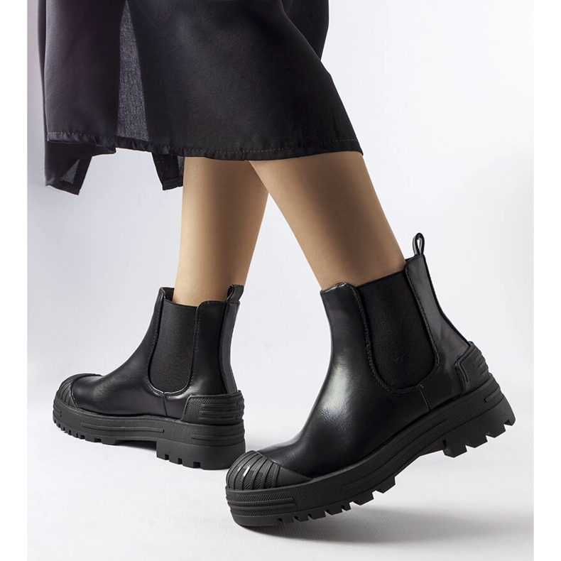 Cizme de muncitori negre cu inserții de cauciuc de la Lange negru 1